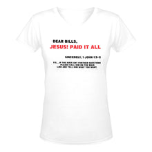 Load image into Gallery viewer, Jesus Paid It All V-Neck T-Shirt Restored Vision