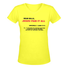 Load image into Gallery viewer, Jesus Paid It All V-Neck T-Shirt Restored Vision