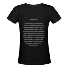 Load image into Gallery viewer, Custom V-Women&#39;s T-Shirt 1 Peter 3:3-6 Gentle &amp; Quiet Spirit