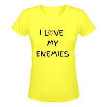 Load image into Gallery viewer, I Love My Enemies - Women&#39;s Deep V-Neck T-Shirt