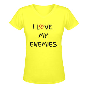 I Love My Enemies - Women's Deep V-Neck T-Shirt