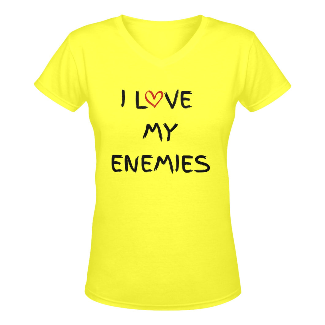 I Love My Enemies - Women's Deep V-Neck T-Shirt