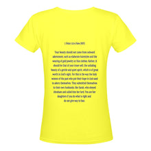 Load image into Gallery viewer, Custom V-Women&#39;s T-Shirt 1 Peter 3:3-6 Gentle &amp; Quiet Spirit