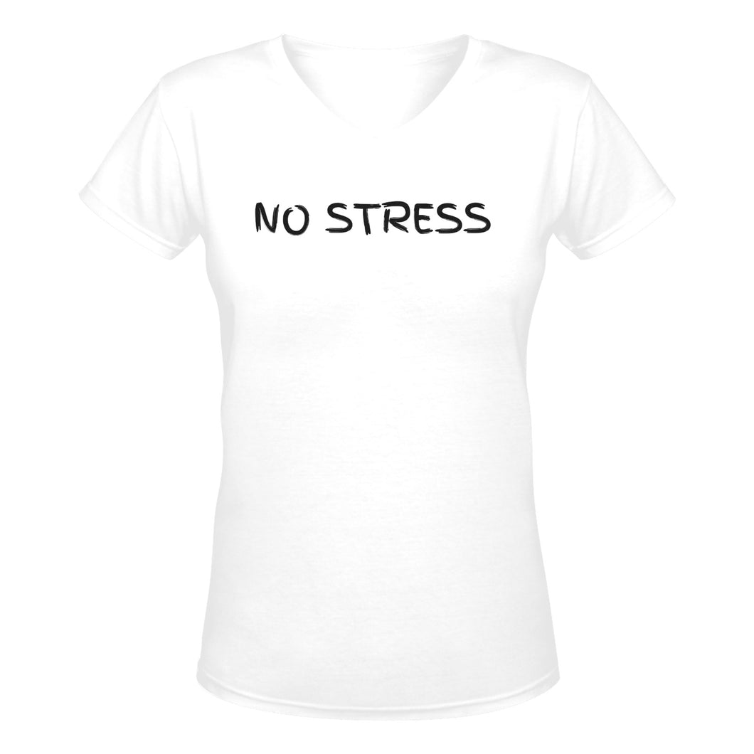 No Stress/Be Blessed - Women's Deep V-Neck T-shirt