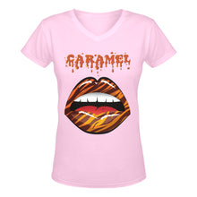 Load image into Gallery viewer, Caramel Lips Women&#39;s Deep V-Neck T-Shirt Karma