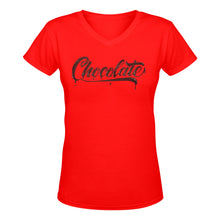 Load image into Gallery viewer, Chocolate Women&#39;s Deep V-Neck T-Shirt Karma