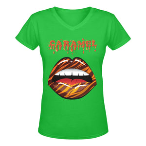 Caramel Lips Women's Deep V-Neck T-Shirt Karma