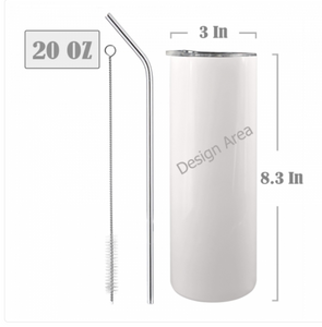 Customized 20oz Tall Skinny Tumbler With Lid And Straw