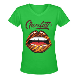 Chocolate Lips Women's Deep V-Neck T-Shirt Karma