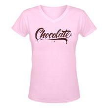 Load image into Gallery viewer, Chocolate Women&#39;s Deep V-Neck T-Shirt Karma