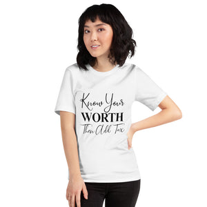Know Your Worth! Short-Sleeve White Restored Vision Shirt