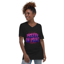 Load image into Gallery viewer, Pretty On Point Pink/Purple Short Sleeve V-Neck T-Shirt