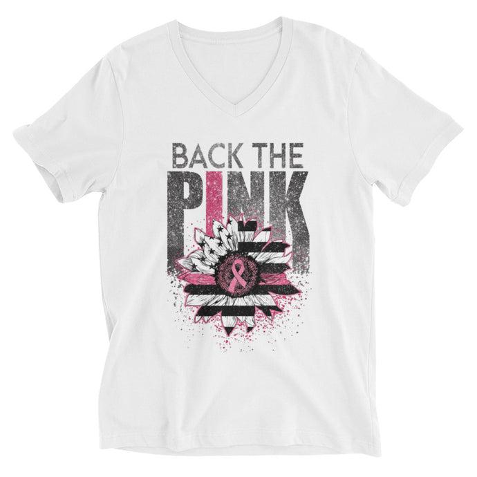 Back The Pink Short Sleeve V-Neck T-Shirt #Pinktober